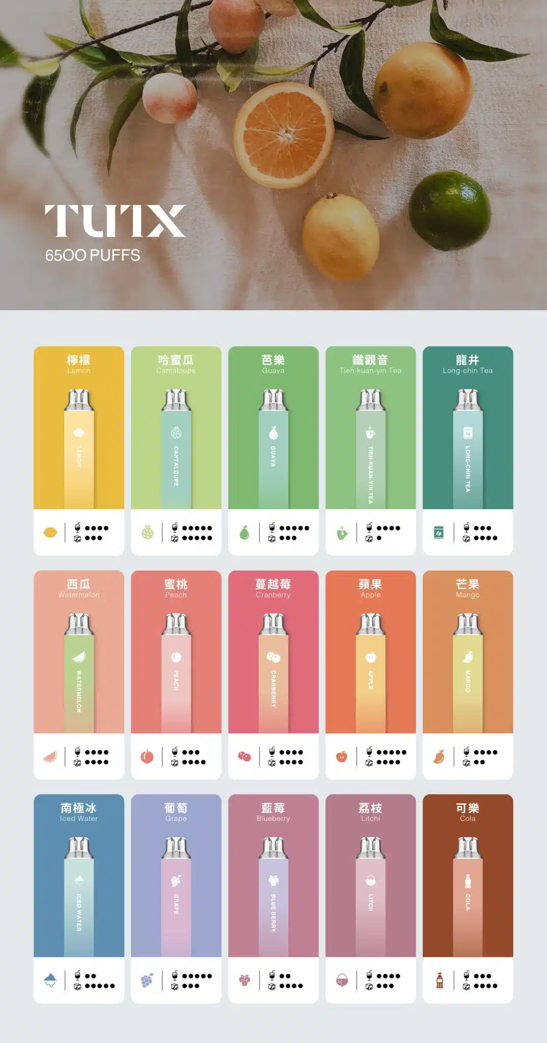 TUTX 拋棄式電子煙6500口｜持久續航免維護｜大容量免充電設計